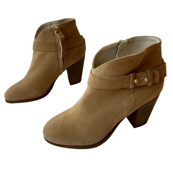 Boden Boots Tan Faux Suede Western Ankle Boot Studs Straps Women's Size 36 5.5 - Picture 3 of 11